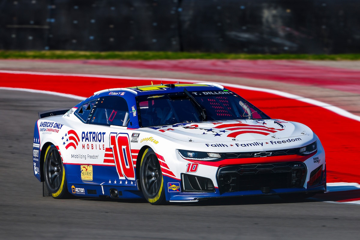 The No. 10 Patriot Mobile Chevrolet on track